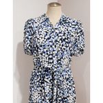 Talbots Women's Blue Dotted Tie Waist Button Down Shirtdress Midi Dress Size 14 Photo 5