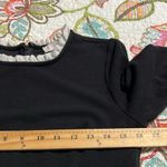 Loft  size 6P black dress with white ruffle collar stretchy flowy ruffle skirt Photo 5