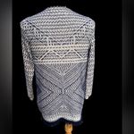 Lucky Brand Shacket Blue & Cream Aztec Fringed Open Cardigan Size M Photo 3