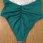 Cupshe B44 New Women’s  1pc Swimsuit Green Black & White Striped Size Medium Photo 5