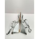 Caslon  Sandals Womens Size 11 Silver Leather Paola Open Square Toe Wedges Photo 4