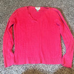 Talbots  Pink Cable Knit V Neck Sweater Women's Size Small Pima Cotton Photo 0