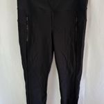 Athleta  Stellar Crop Pant L Black Stretch Knit Zip Pockets Mid Rise Athleisure Photo 0