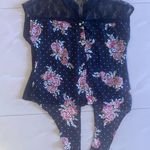 Daniel Rainn Top  sleeveless black/flowery/ lace blouse S Button Down Floral Photo 0