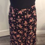 Caslon  Floral Midi Skirt Size 14 Black Pink Lined Photo 3