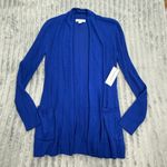 Liz Claiborne  Cardigan Sweater Womens S Blue Open Front Ribbed Knit Pockets NWT Photo 7
