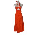 Mara Hoffman NWT Paula cutout linen-blend midi dress in orange papaya 00 Photo 2