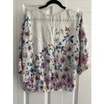 Lascana Women's 6 White Floral Blouse Cottagecore Feminine 3/4 Sleeve Fairy Black Photo 6