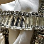 NBD Tavi Mini Dress Plunging V Neck Cross Back Crystal Embellished White Small Photo 5