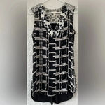 Anthropologie Tiny  Black/White Lace Embroidered Chaparral Tunic Tank Top; size S Photo 2