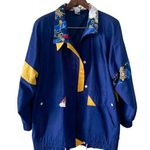 Vintage 90s preppy luxe lightweight all weather sailing jacket large size L Blue Photo 0