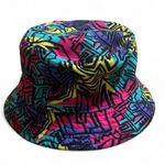 Empyre Fun 70s Inspired Colorful Bucket Hat Reversible Abstract Art Geometric Blue Photo 0