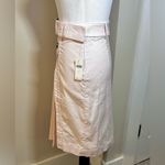 Anthropologie NWT  Belted Button-Front Slit Skirt  Linen Blend Midi Pink Rose~0💛 Photo 7