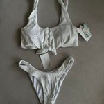 Frankie’s Bikinis White Ribbed Bikini Set  Photo 0