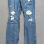 Old Navy  Rockstar Super Skinny Jeans Women 0 25 Blue Mid Rise Distressed Raw Hem Photo 0