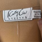 Kathy Che Stretch e Brown Button Up Tab Sleeve Military style Top size 14 Tan Photo 4