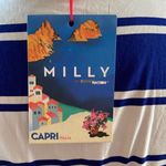 Milly NWT  Italia‎ Capri Royal Blue Pleated Striped Dress. Size 12 Photo 5