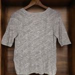 Eileen Fisher Short Sleeve Linen Knit Hi Low Sweater Metallic Cream Photo 1