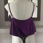 Free People Metallic V-Neck Oversized Bodysuit in Purple Size L, New w/o Tag Photo 2