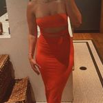 Revolve SEROYA Orange Midi Dress Strapless Photo 1