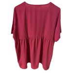 Zenana Women's‎ Size L Short Sleeve Pink Rayon Baby Doll Blouse. CUTE! Size L Photo 2