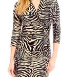 J. McLaughlin Zebra Animal Print Catalina Cloth Stretch Faux Wrap Dress M Photo 0