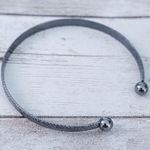 Vintage Cuff Bracelet Dark Metal with Design Gray Photo 5