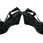 Ecco Wedge Heel Women Size 39 Black Leather Flower Strappy Slingback Casual Shoe Photo 10