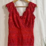Tadashi Shoji  Red Lace Pencil Dress Size 8 Photo 3
