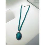 CHAPS  Turquoise Beaded Pendant Necklace Western Boho Silver Rope Statement‎ Photo 3
