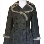 Cynthia Steffe wool tweed Peplum coat rabbit fur trim size 4 Photo 0