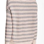 Free People At the Beach Gray Pink Striped Chunky Pullover Sweater NWT SZ M Photo 1