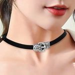 Black Gothic Punk choker with studded silver detailing and a silver clasp Multiple Photo 2