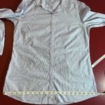 J. McLaughlin  Blouse Womens M Blue Cotton Swiss Dot Button Shirt lightweight Photo 3