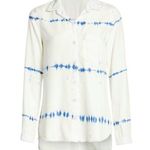 Bella Dahl $188 Tie Dye Tencel Button Up Top With Raw Hem Photo 1