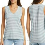 Madewell NWT Warhol Periwinkle White Stripe V-Neck Sleeveless Tank Top Shirt New Photo 1