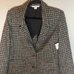 Old Navy  Blazer Jacket Size Medium Brown Houndstooth 2 Button Wool Blend Photo 1