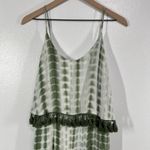 Strut & Bolt Green Tie Dye Fringe Trim Maxi Dress Boho Beach Spaghetti Strap S Photo 5