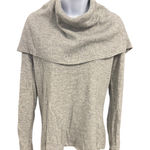 J.Jill Women's Gray Cowl Neck Ribbed Sweater Size Medium Wool Blend Photo 0