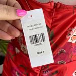 Fashion to figure Red Floral Form Fitting Ruched Sides V Neck Mini Dress Photo 7