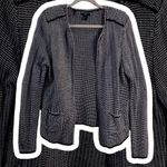 H&M Black & White Woven Knit Silver Chain Trim Cardigan Blazer Photo 5