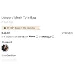 Victoria's Secret VS  Leopard Mesh Tote Top Zip Closure Bag Black NEW Photo 3