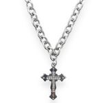 CZ Cross Pendant Necklace for Men Women Streetwear Hip Hop Unisex Style Silver Photo 0