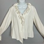 Workers for Freedom Silk Blouse Vintage Asymmetrical Cream White Petal Neckline Size M Photo 11