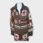 Lucky Brand Vintage Y2K Lucky Maxi Chunky Knit Wool Sweater Coat w/ Fringe – Brown S/M Boho Photo 8