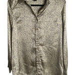 Japna  Size L Silky Button Down Blouse Top Leopard Animal Print Neutral Mobwife Photo 0