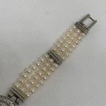 Ocean Dream Pearl Watch women silver tone rhinestones 23mm round 7” running Photo 3