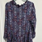 Style & Co . Navy and Burgundy Patterned Blouse Photo 1