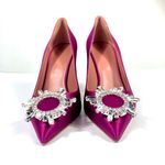 Amina Muaddi  Begum Brooch Pointed Toe Pump Magenta Size 37 NEW Photo 1
