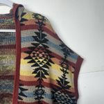 American Eagle  Women’s Medium Aztec Tribal Sweater Vest Fringe Open Front Photo 6